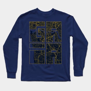 Vila Nova de Gaia, Portugal City Map Typography - Gold Art Deco Long Sleeve T-Shirt